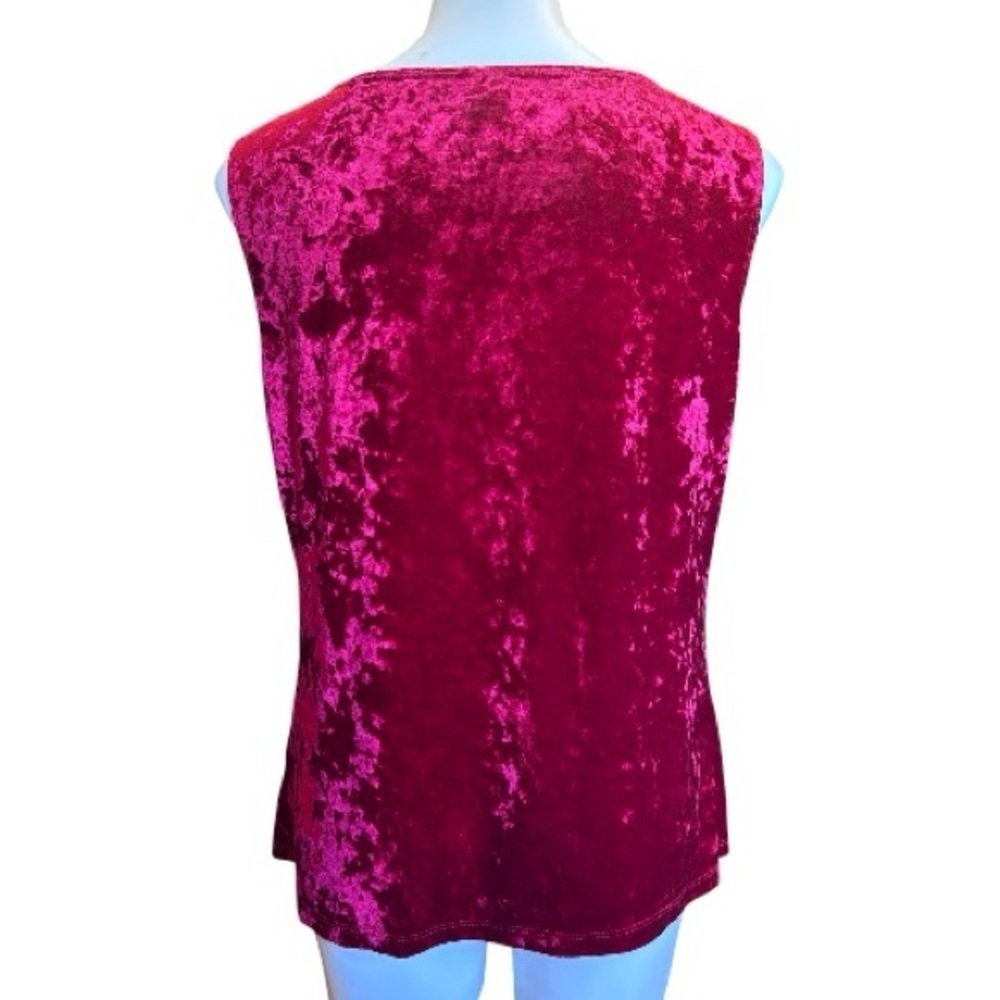 Bleeker & McDougal Red Crushed Velvet Cowl Neck Sleeveless Top Size L holidays - Picture 4 of 6